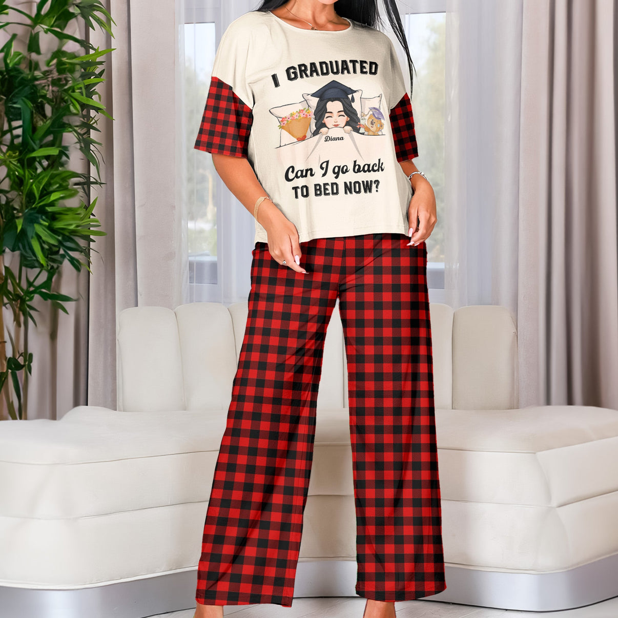 I Graduated Can I Go Back To Bed Now - Personalized Pajama Shorts Set ...