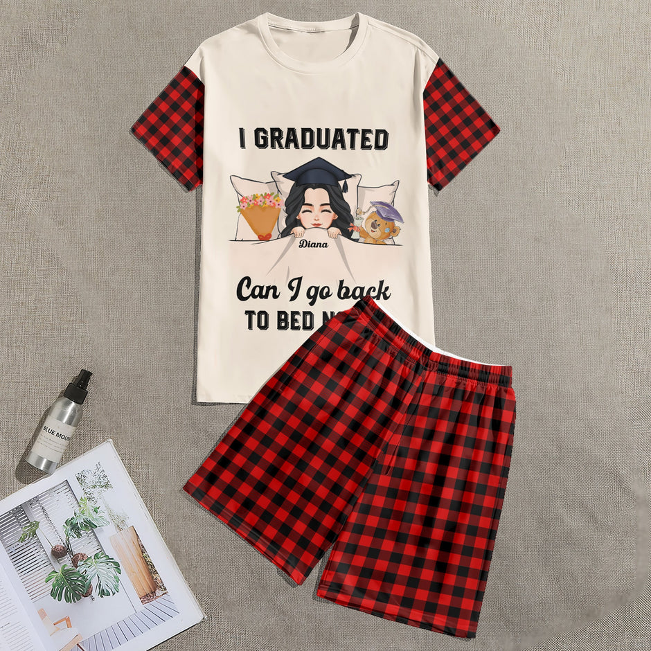 I Graduated Can I Go Back To Bed Now - Personalized Pajama Shorts Set ...