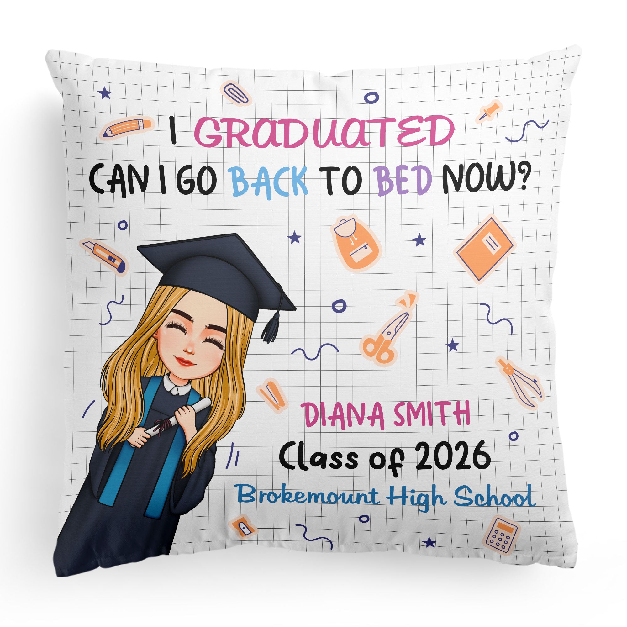 I Graduated - Personalized Pillow (Insert Included)