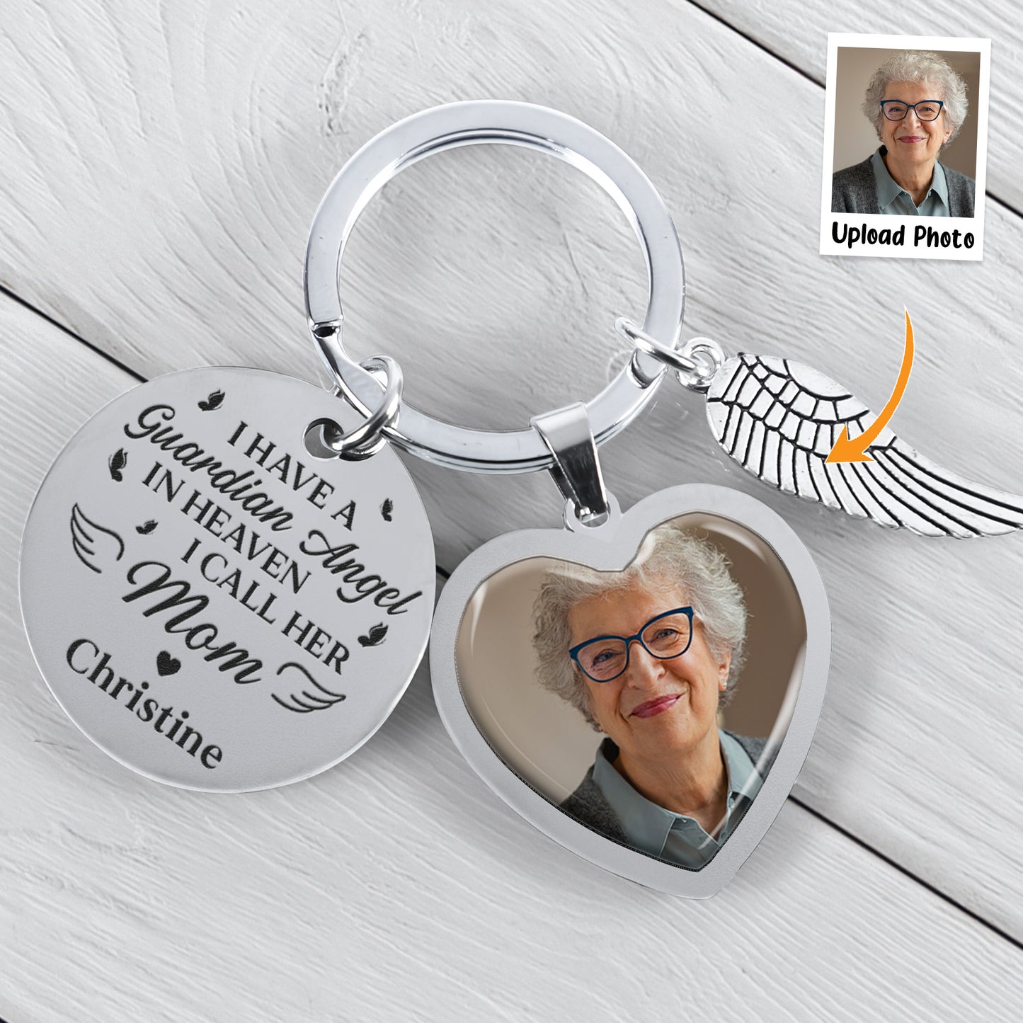 I Have A Guardian Angel In Heaven Memorial Gift - Personalized Photo Keychain