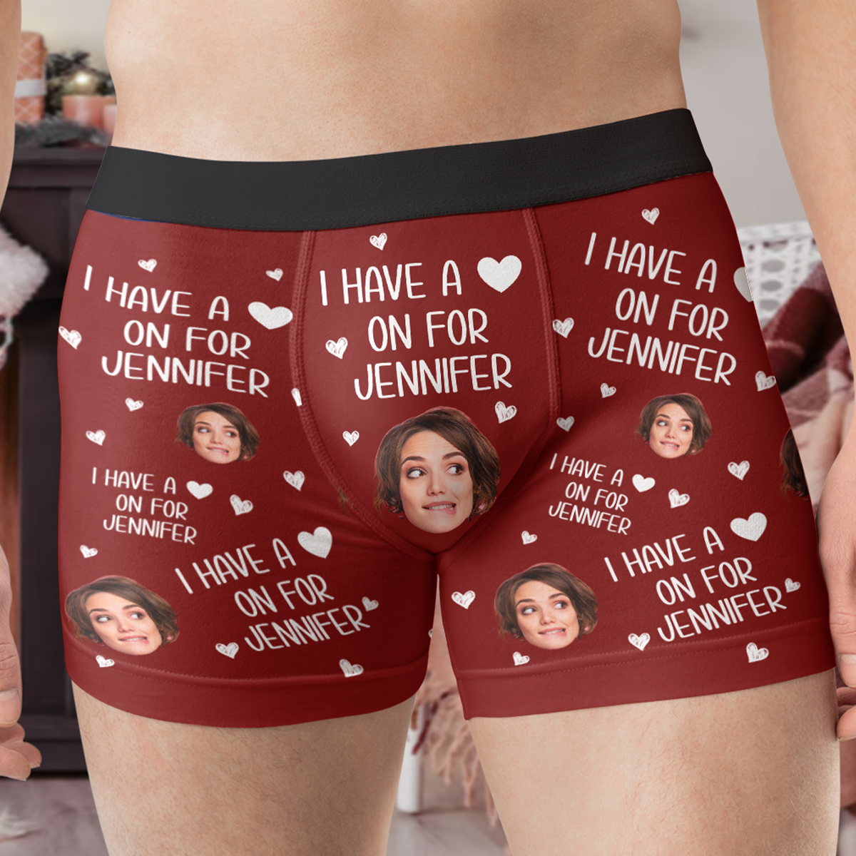 I Have A Heart On For - Personalized  Photo Couple Matching Underwear