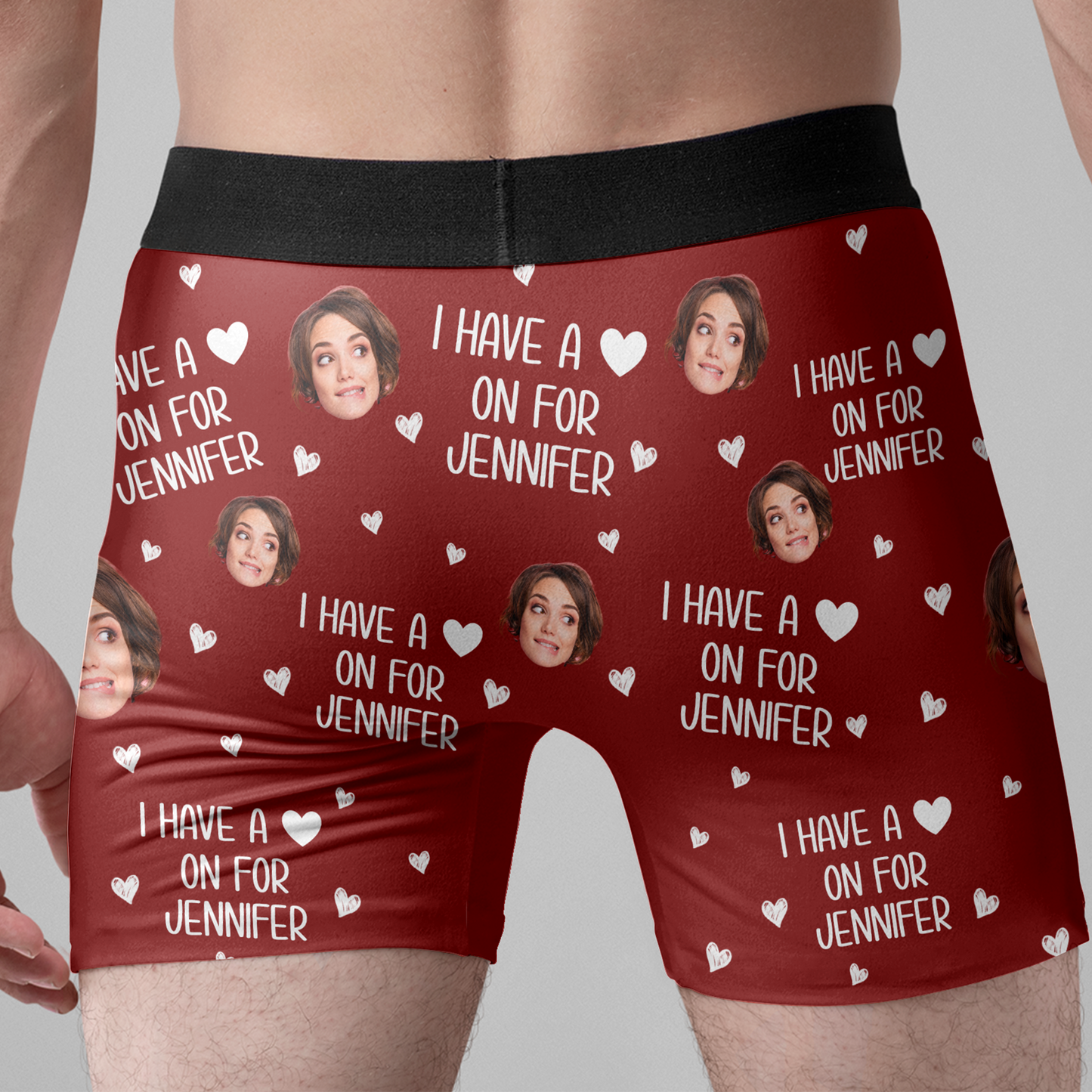 I Have A Heart On For - Personalized  Photo Couple Matching Underwear