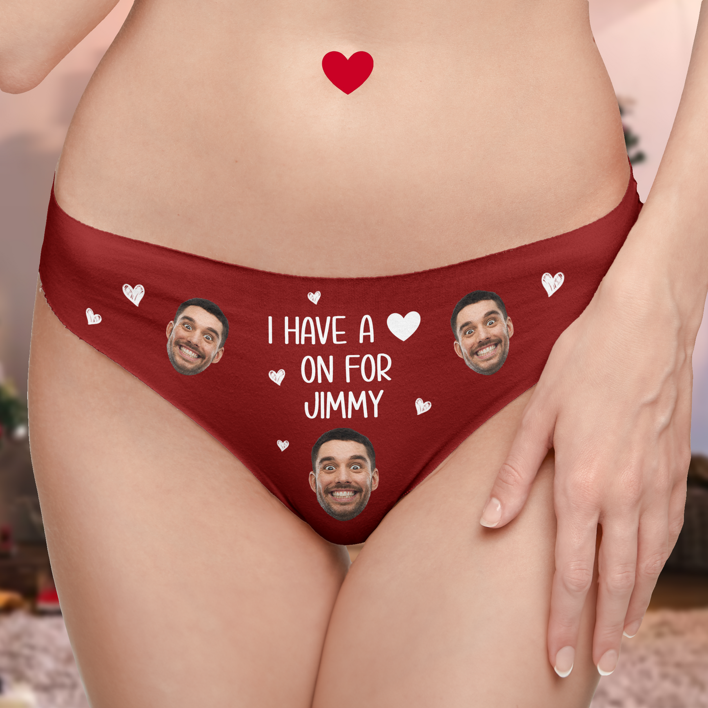 I Have A Heart On For - Personalized  Photo Couple Matching Underwear