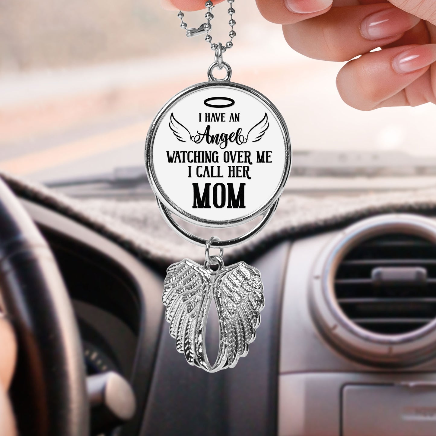 I Have An Angel Watching Over Me - Custom Angel Wings Car Hanging Photo Ornament