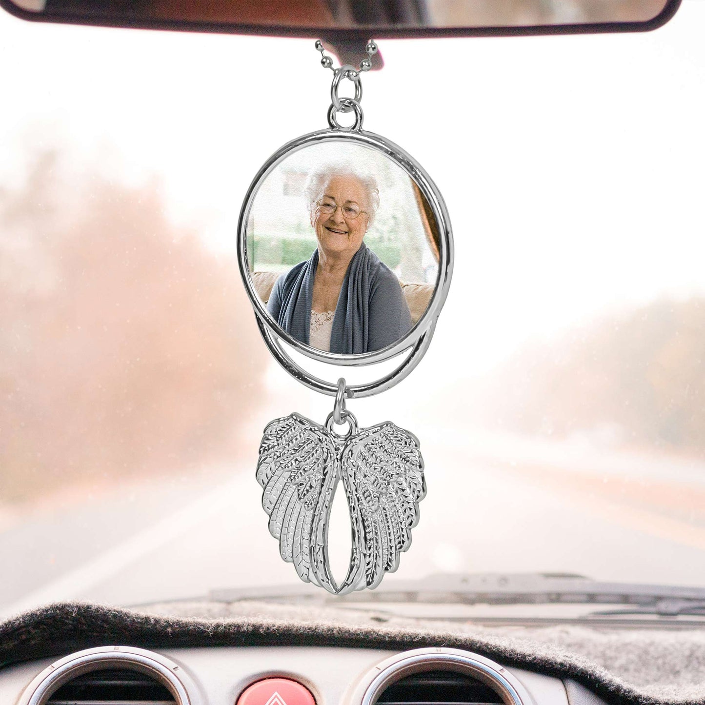 I Have An Angel Watching Over Me - Custom Angel Wings Car Hanging Photo Ornament