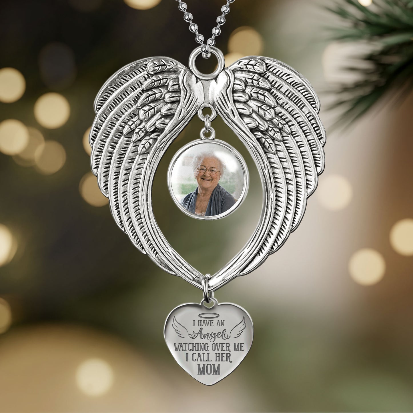 I Have An Angel Watching Over Me - Custom Angel Wings Photo Ornament