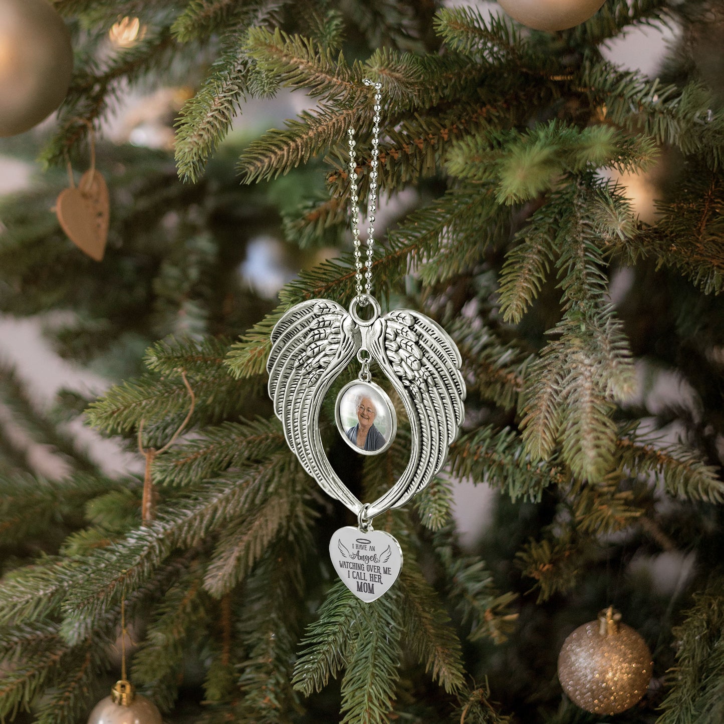 I Have An Angel Watching Over Me - Custom Angel Wings Photo Ornament