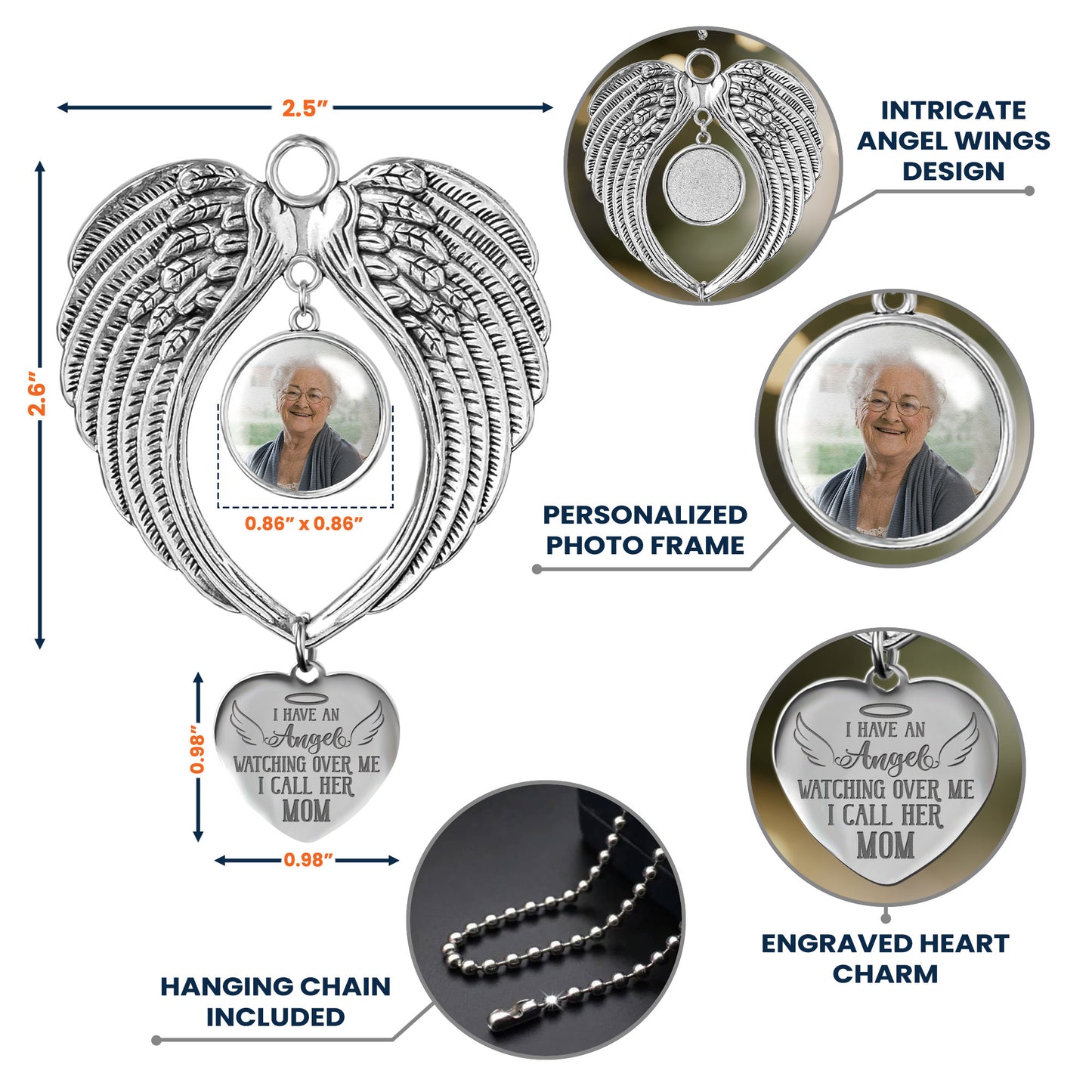 I Have An Angel Watching Over Me - Custom Angel Wings Photo Ornament