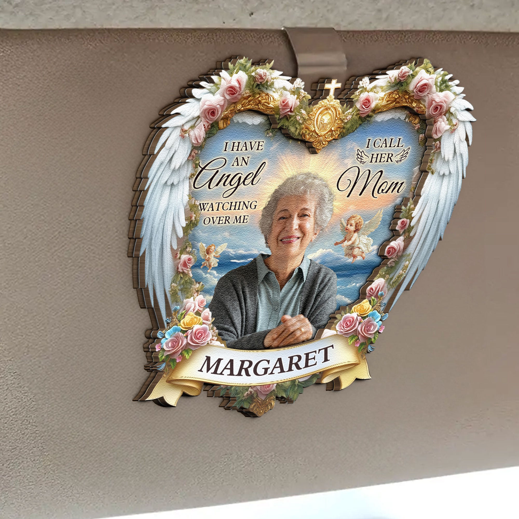 I Have An Angel Watching Over Me - Personalized Wooden Photo Car Visor Clip