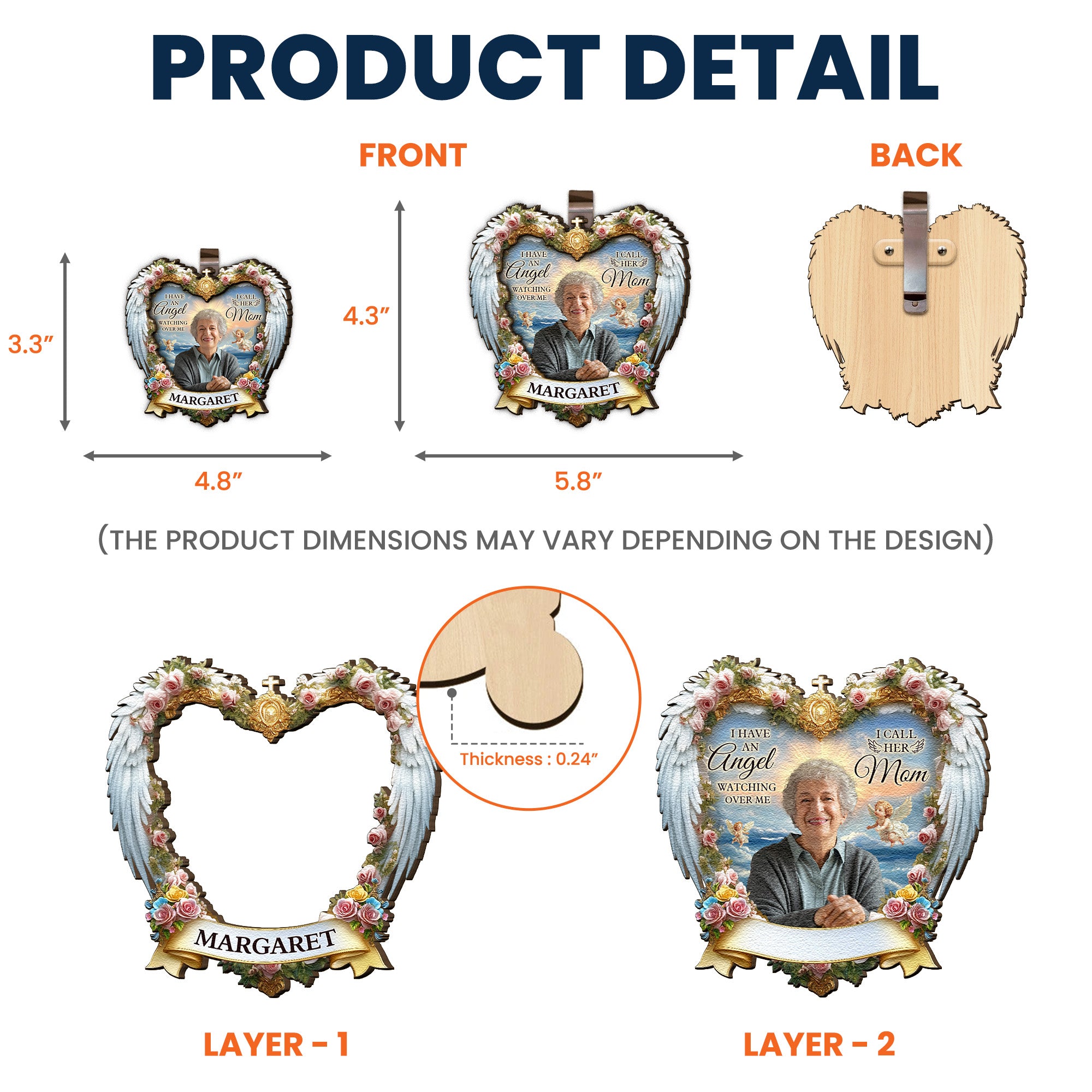 I Have An Angel Watching Over Me - Personalized Wooden Photo Car Visor Clip