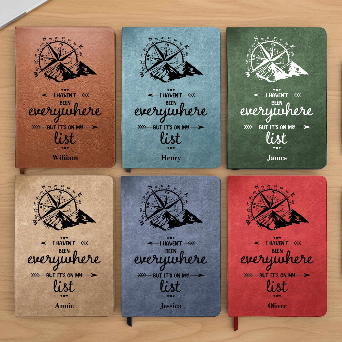 I Haven't Been Everywhere But It's On My List - Personalized Leather Journal