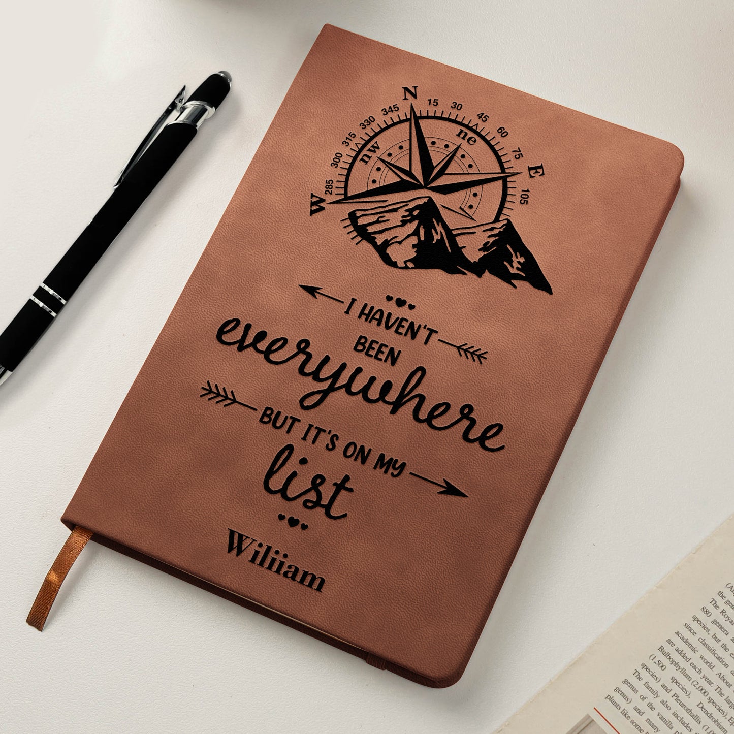 I Haven't Been Everywhere But It's On My List - Personalized Leather Journal