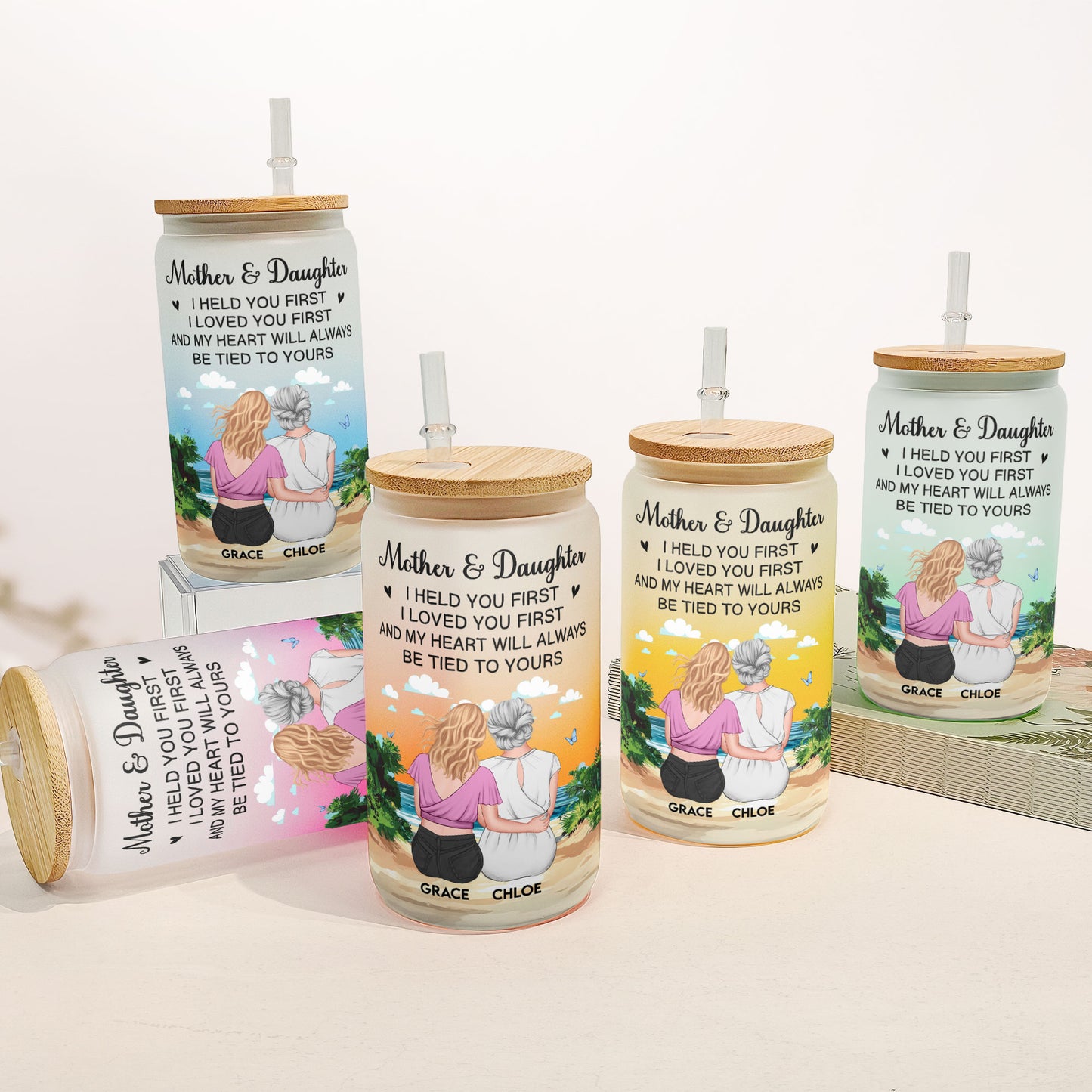 I Held You First I Loved You First - Personalized Frosted Glass Cup