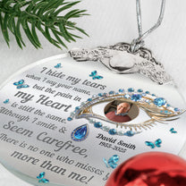 I Hide My Tears Memorial Loss Of Loved Ones - Personalized Glass Photo Ornament With Silver Cap