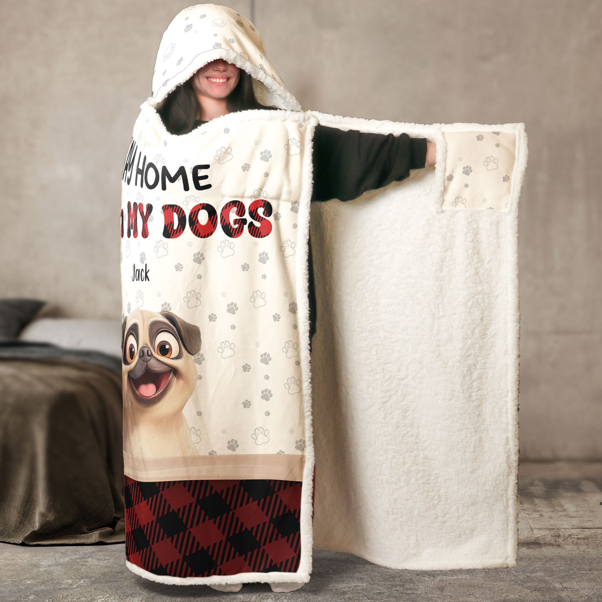 I Just Want To Hang Out With My Dog - Personalized Wearable Blanket Hoodie