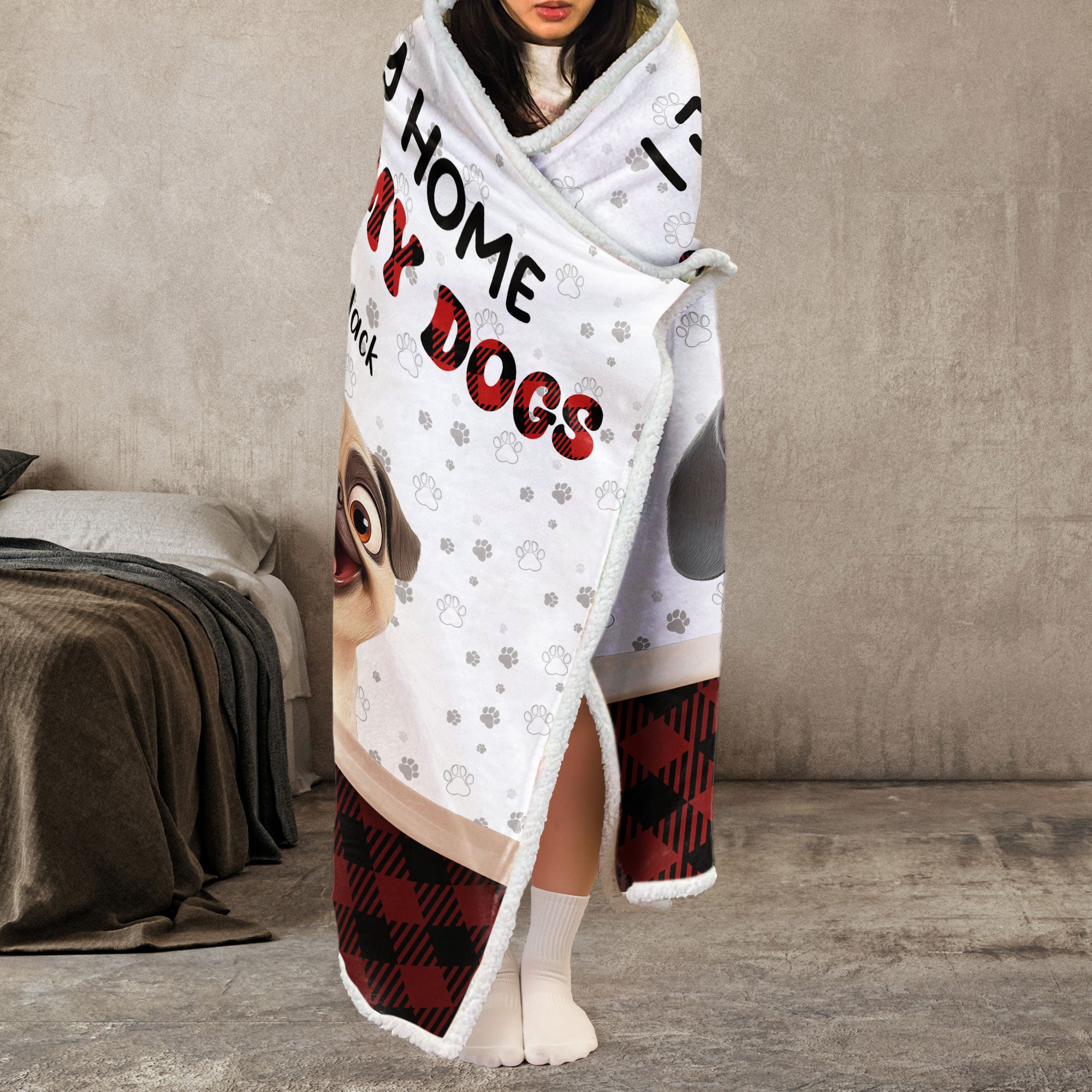 I Just Want To Hang Out With My Dog - Personalized Wearable Blanket Hoodie