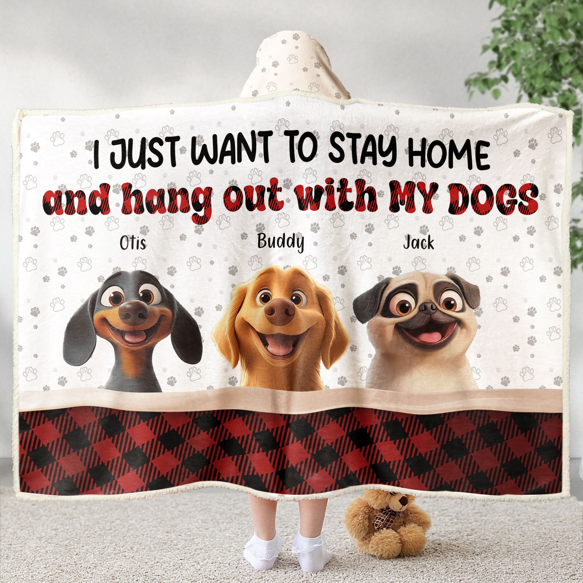I Just Want To Hang Out With My Dog - Personalized Wearable Blanket Hoodie