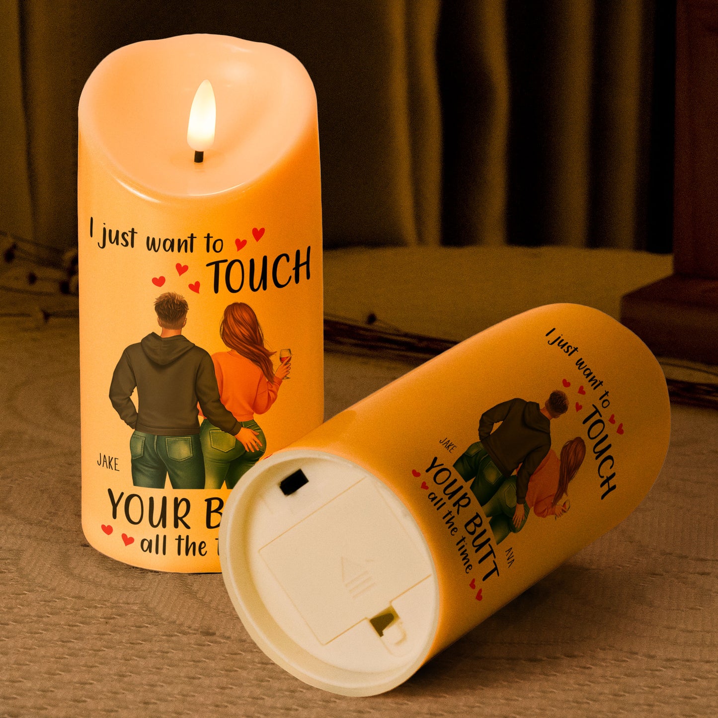 I Just Want To Touch Your Butt All The Time Gift For Her - Personalized LED Candle