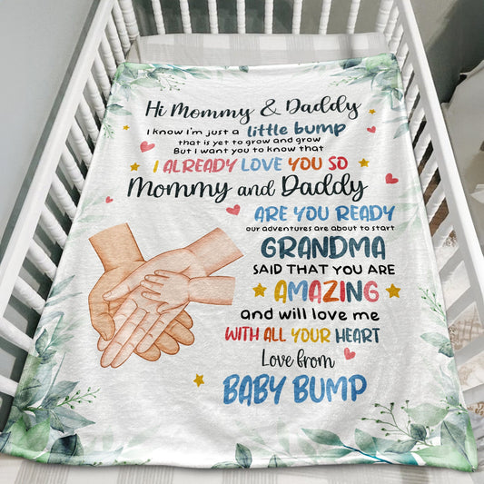 I Know I'm Just A Little Bump New Mom New Dad Baby Shower Gift - Personalized Blanket