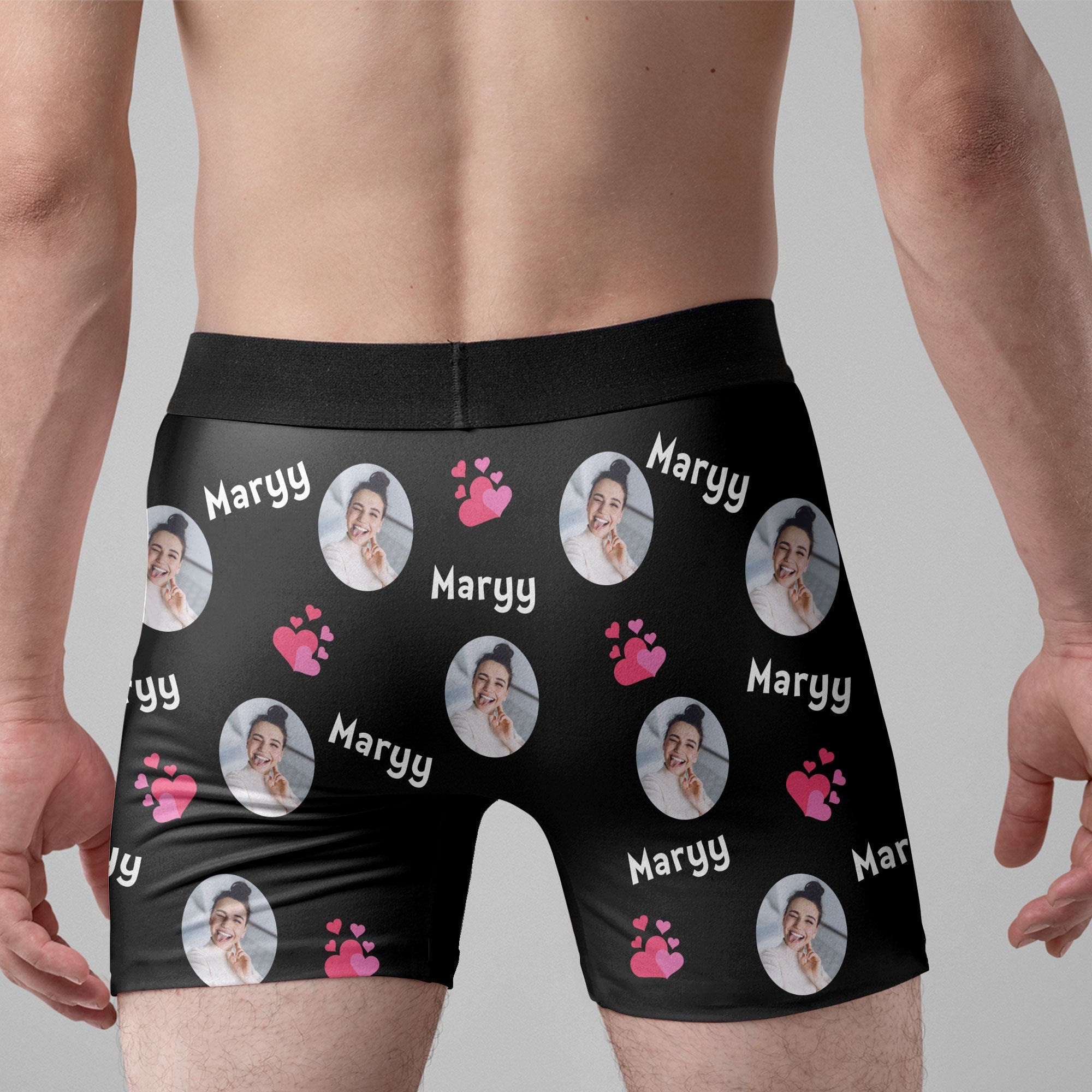 I Licked It So It's Mine Funny Anniversary Gift - Personalized Photo Men's Boxer Briefs - Christmas Gift For Husband