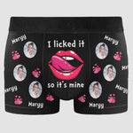 I Licked It So It's Mine Funny Anniversary Gift - Personalized Photo Men's Boxer Briefs - Gift For Husband