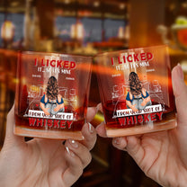 I Licked It So It's Mine Naughty Couple - Personalized Whiskey Glass