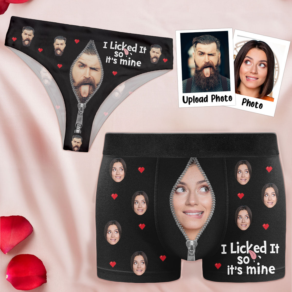 I Licked It So It's Mine - Personalized Photo Couple Matching Underwear