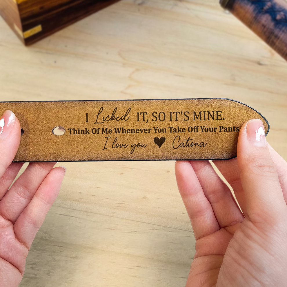 That Thing Sure Is A Bonus - Couple Personalized Custom Engraved Leather Belt - Gift For Husband, Boyfriend, Anniversary