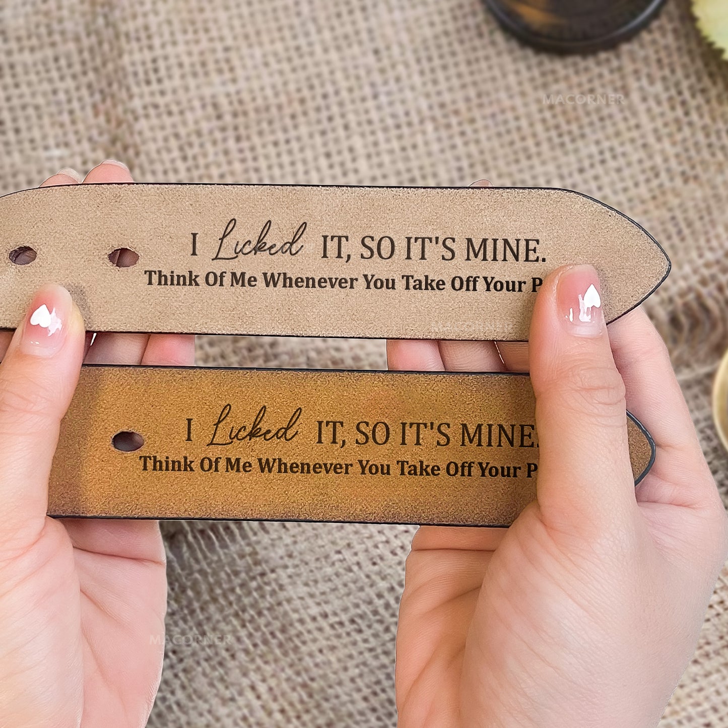 I Licked It, So It's Mine Naughty Funny Gift For Husband, Boyfriend - Engraved Leather Belt