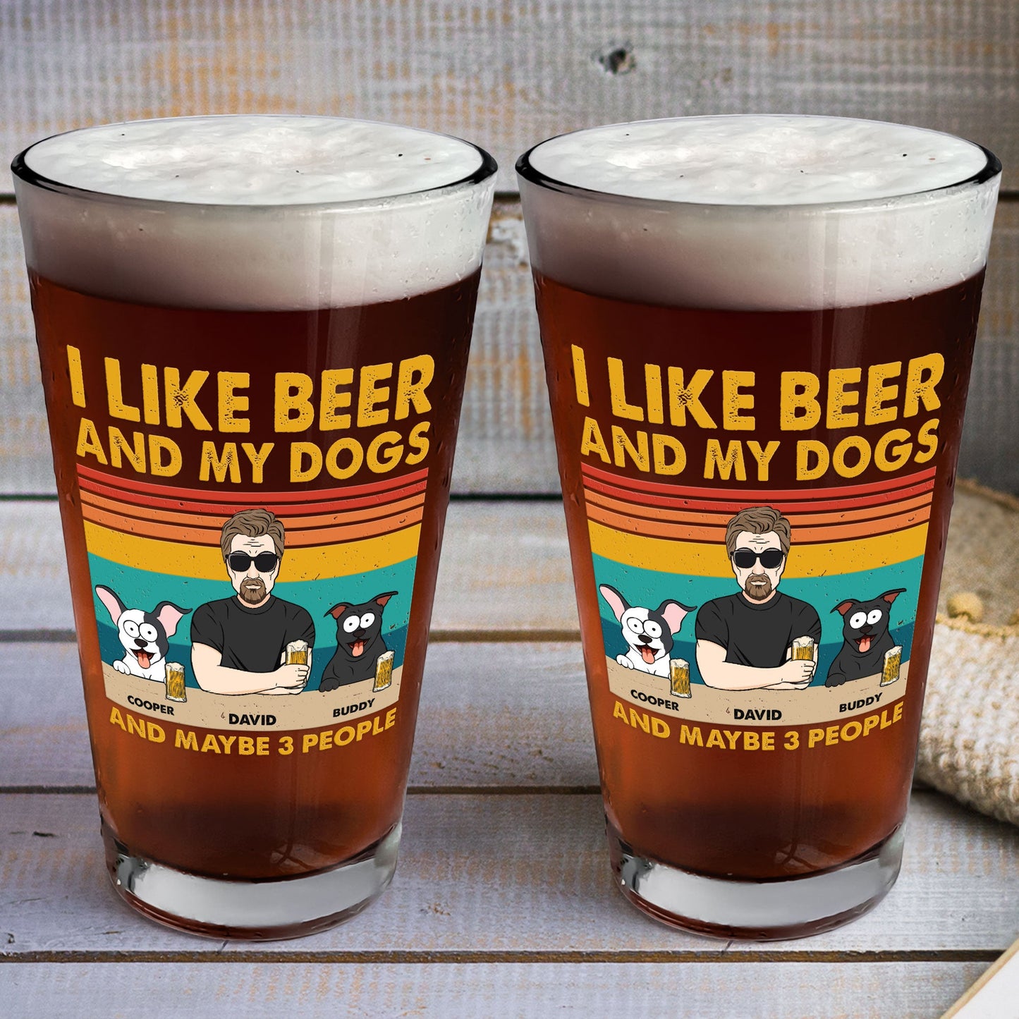 I Like Beer And My Dogs - Personalized Beer Glass