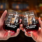 I Like Cats Wine And Maybe 3 People - Personalized Stemless Wine Glass