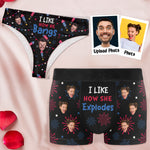 I Like How She Explodes - Personalized Photo Couple Matching Underwear