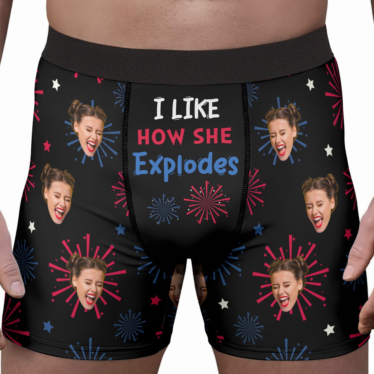 I Like How She Explodes - Personalized Photo Couple Matching Underwear