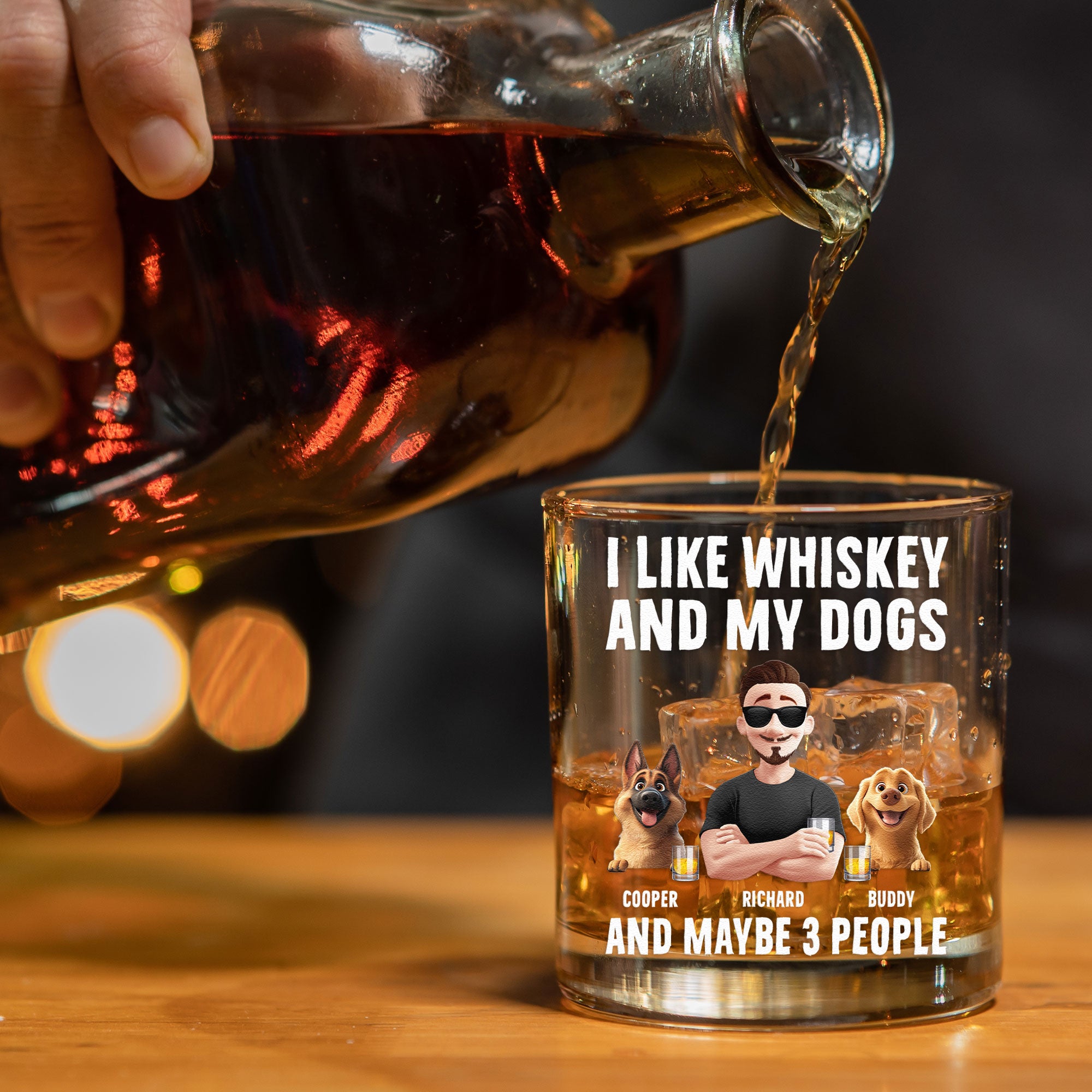 I Like Whiskey And My Dogs - Personalized Whiskey Glass