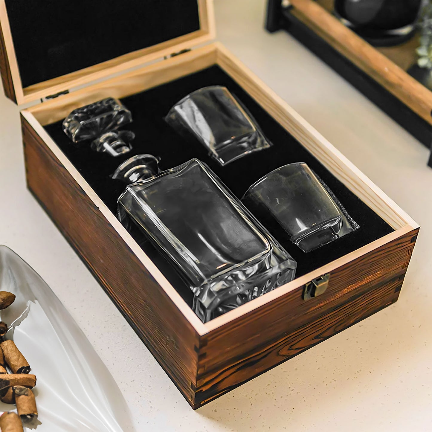 I Like Whiskey, Bourbon, My Dogs & Maybe 3 People - Personalized Whiskey Decanter Set