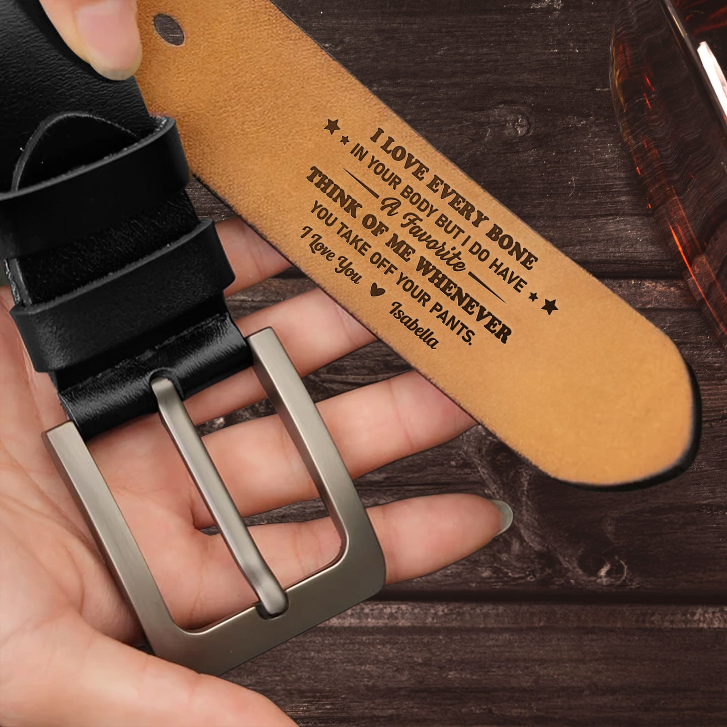 I Love Every Bone In Your Body - Personalized Engraved Leather Belt