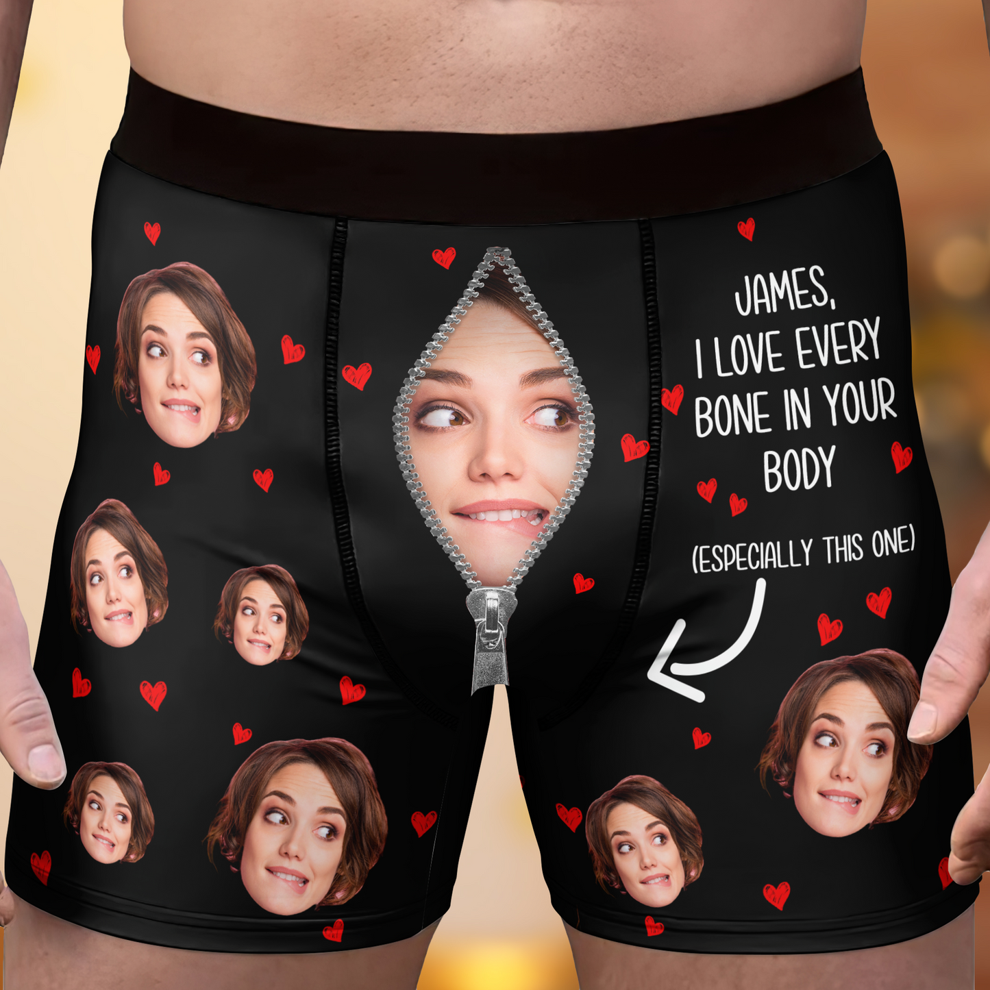 I Love Every Bone In Your Body - Personalized Photo Men's Boxer Briefs