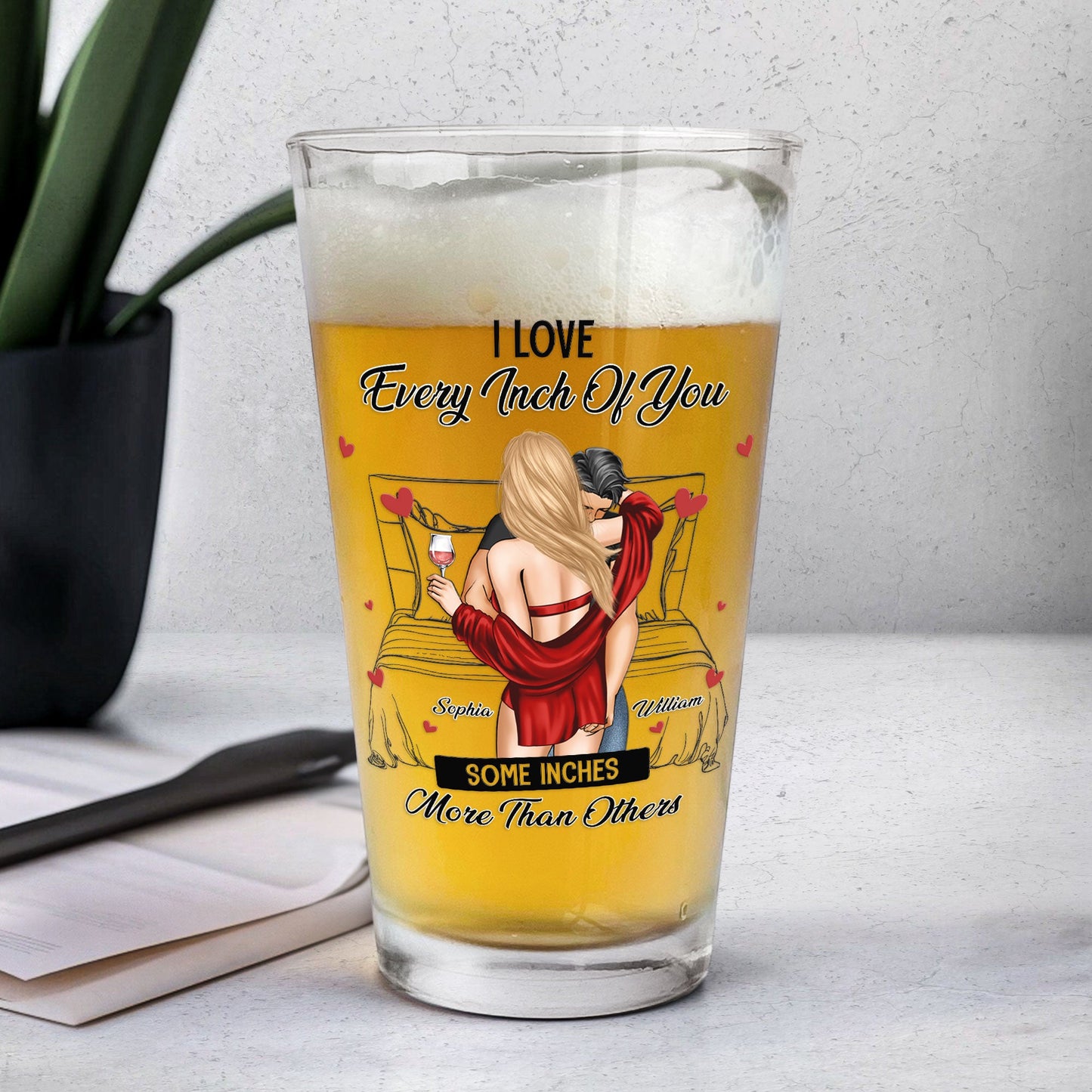 I Love Every Inch Of You - Personalized Beer Glass