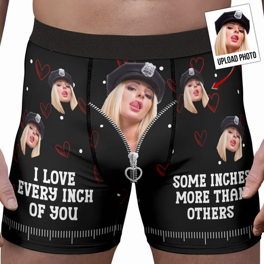 I Love Every Inch Of You - Personalized Photo Men's Boxer Briefs