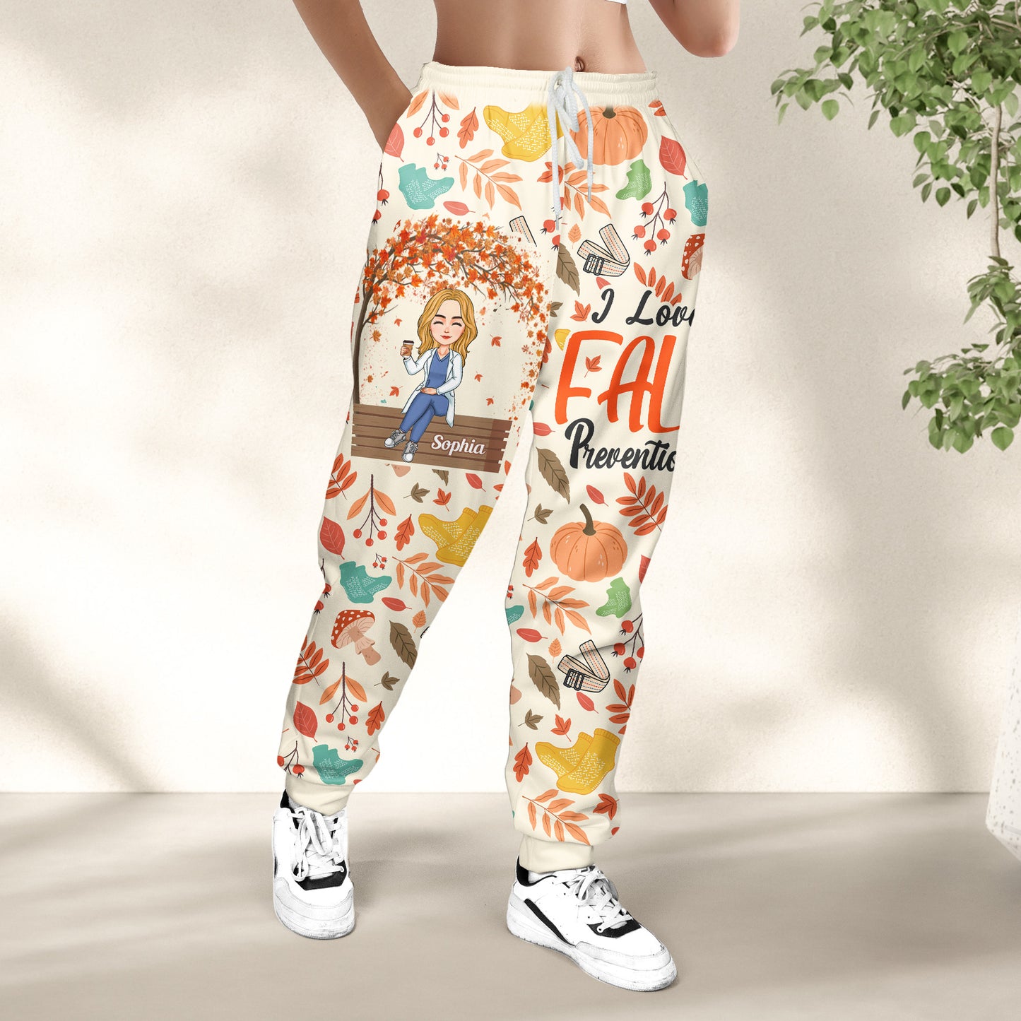 I Love Fall Prevention Nurse Autumn Gift - Personalized Sweatpants