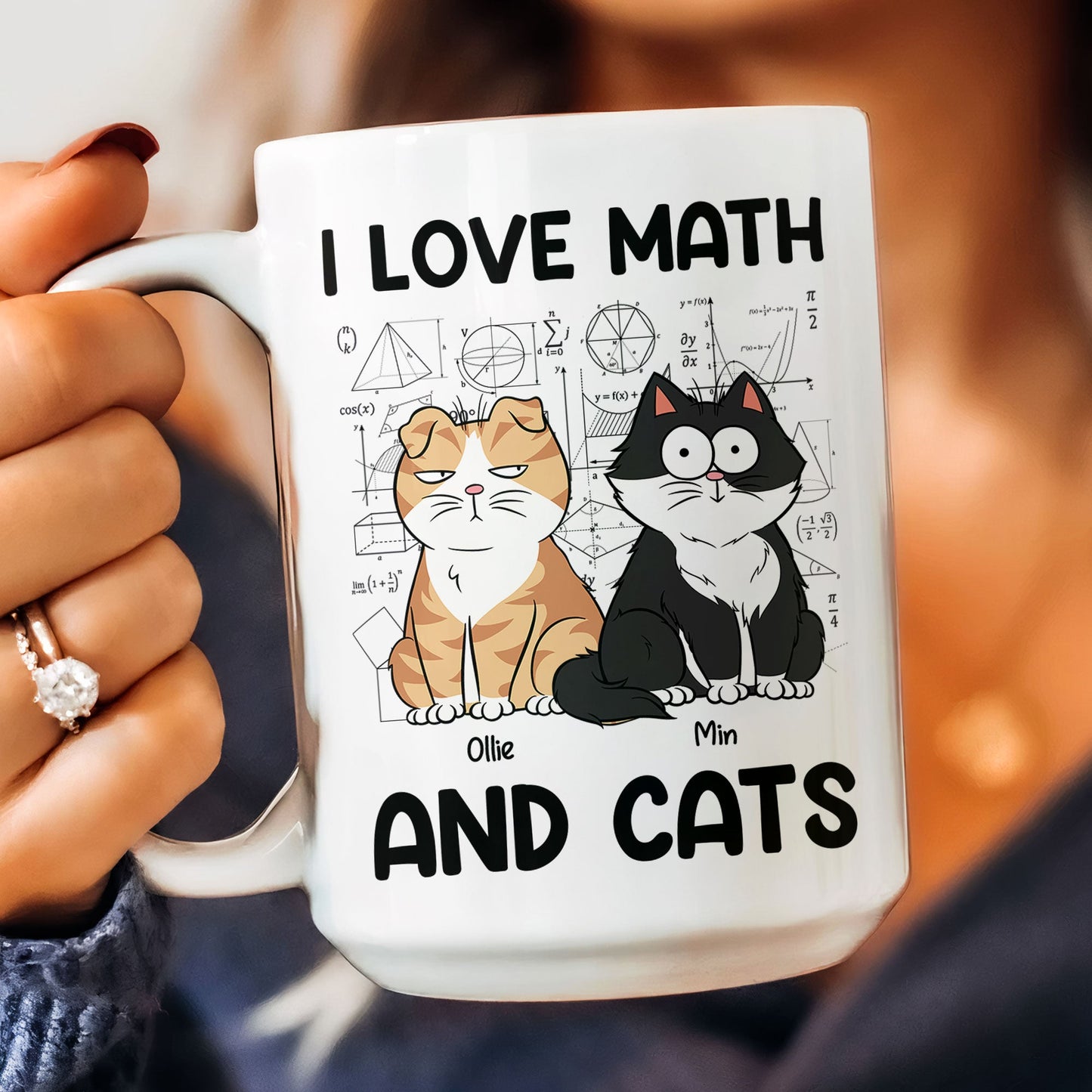 I Love Math And Cats - Personalized Mug