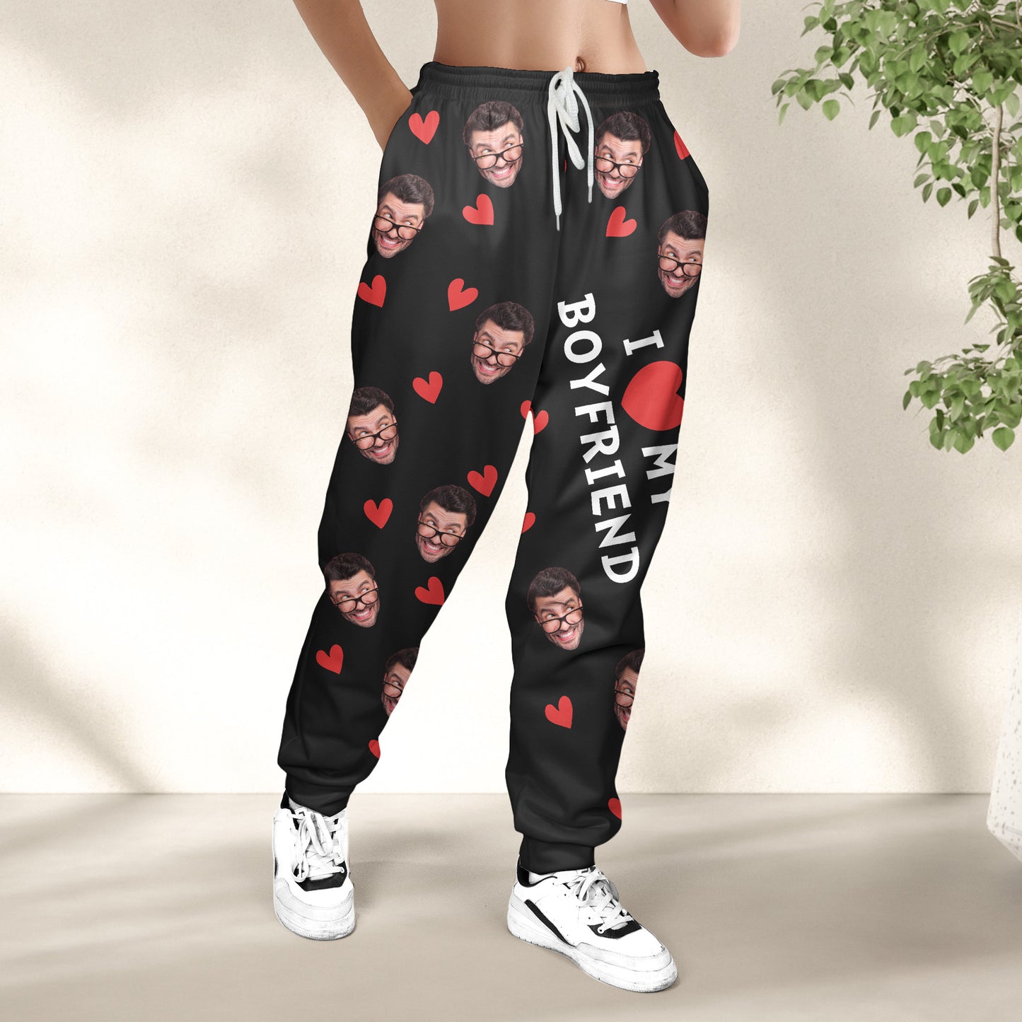 I Love My Boyfriend, Girlfriend, Wife, Husband - Personalized Photo Sweatpants