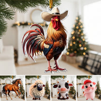 I Love My Farm Chicken Horse Cow - Acrylic Ornament
