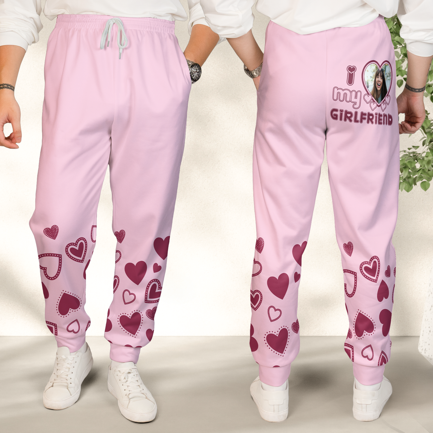 I Love My Husband/ Boyfriend/ Wife/ Girlfriend - Valentines Day Gifts For Couples - Personalized Photo Sweatpants