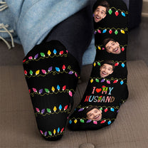 I Love My Husband - Personalized Photo Crew Socks