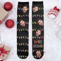 I Love My Husband - Personalized Photo Crew Socks