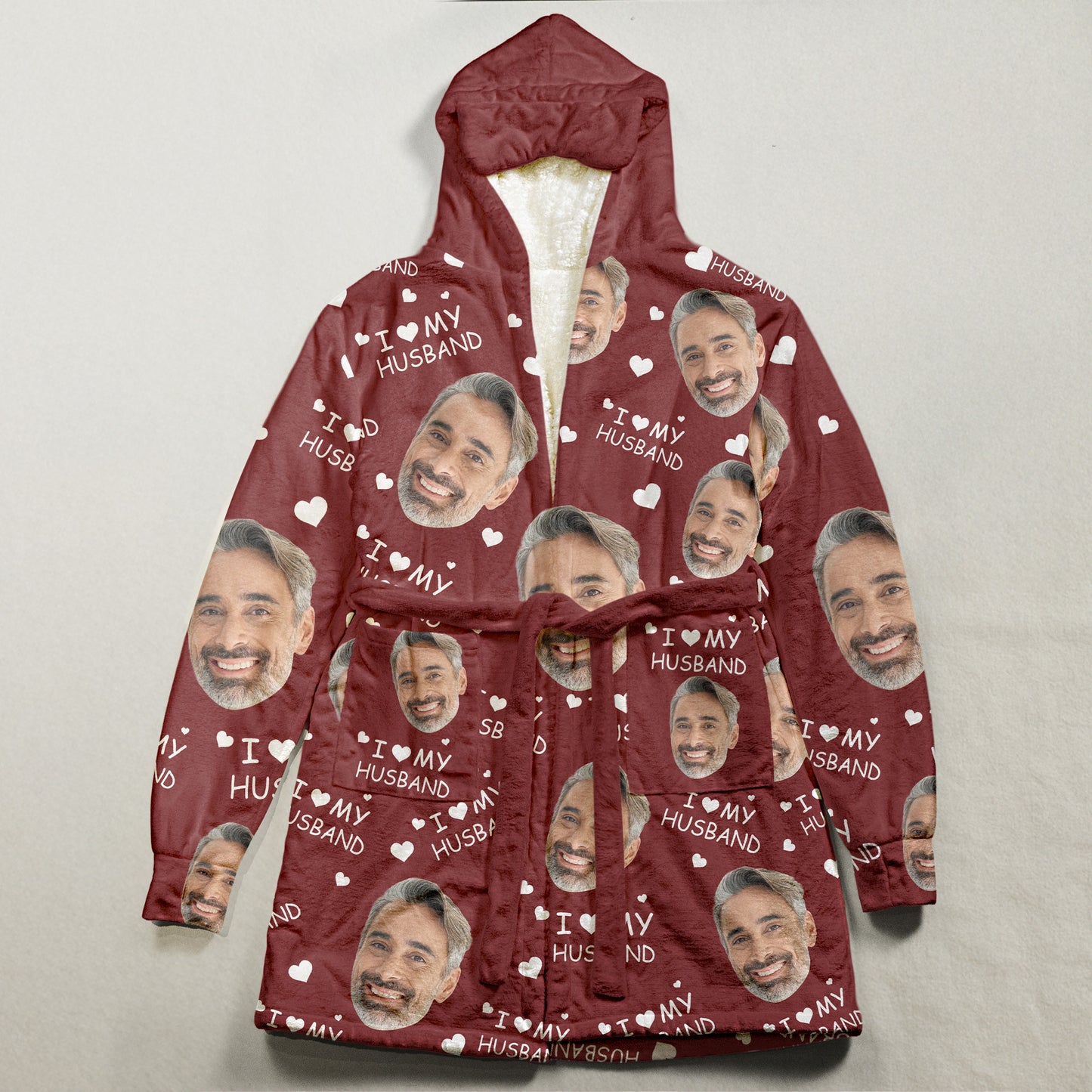 I Love My Husband - Personalized Photo Hooded Robe