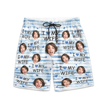 I Love My Wife - Personalized Photo Beach Shorts