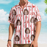 I Love My Wife Stripe Pattern Summer Trip - Personalized Photo Hawaiian Shirt