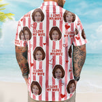 I Love My Wife Stripe Pattern Summer Trip - Personalized Photo Hawaiian Shirt